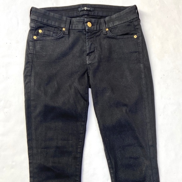 7 For All Mankind Black Coated Jeans - Picture 4 of 10